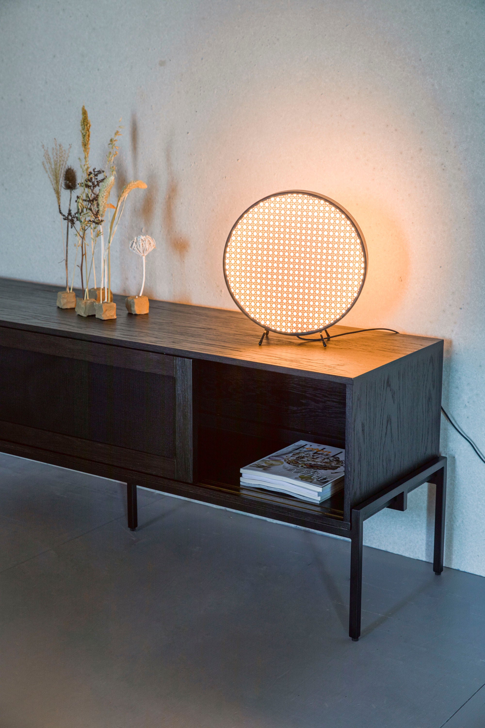 Zuiver Sien Brown Wood & Rattan Table Lamp